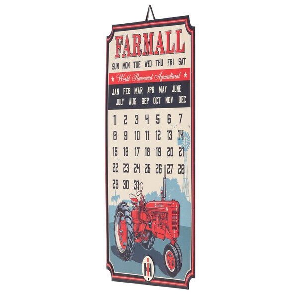 Farmall International Harvester Perpetual Calendar Embossed Metal Sign